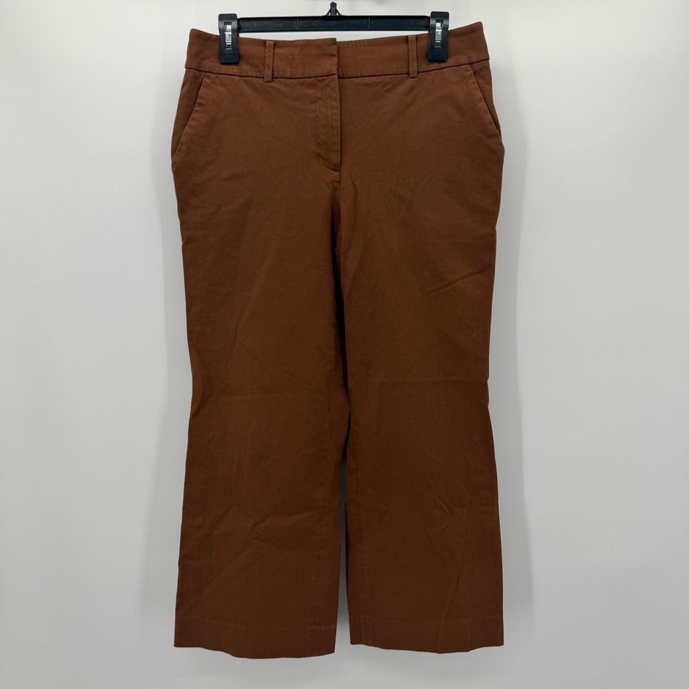 Talbots Newport Pant Curvy Brown Cotton Blend Straight Leg Trousers Size 6